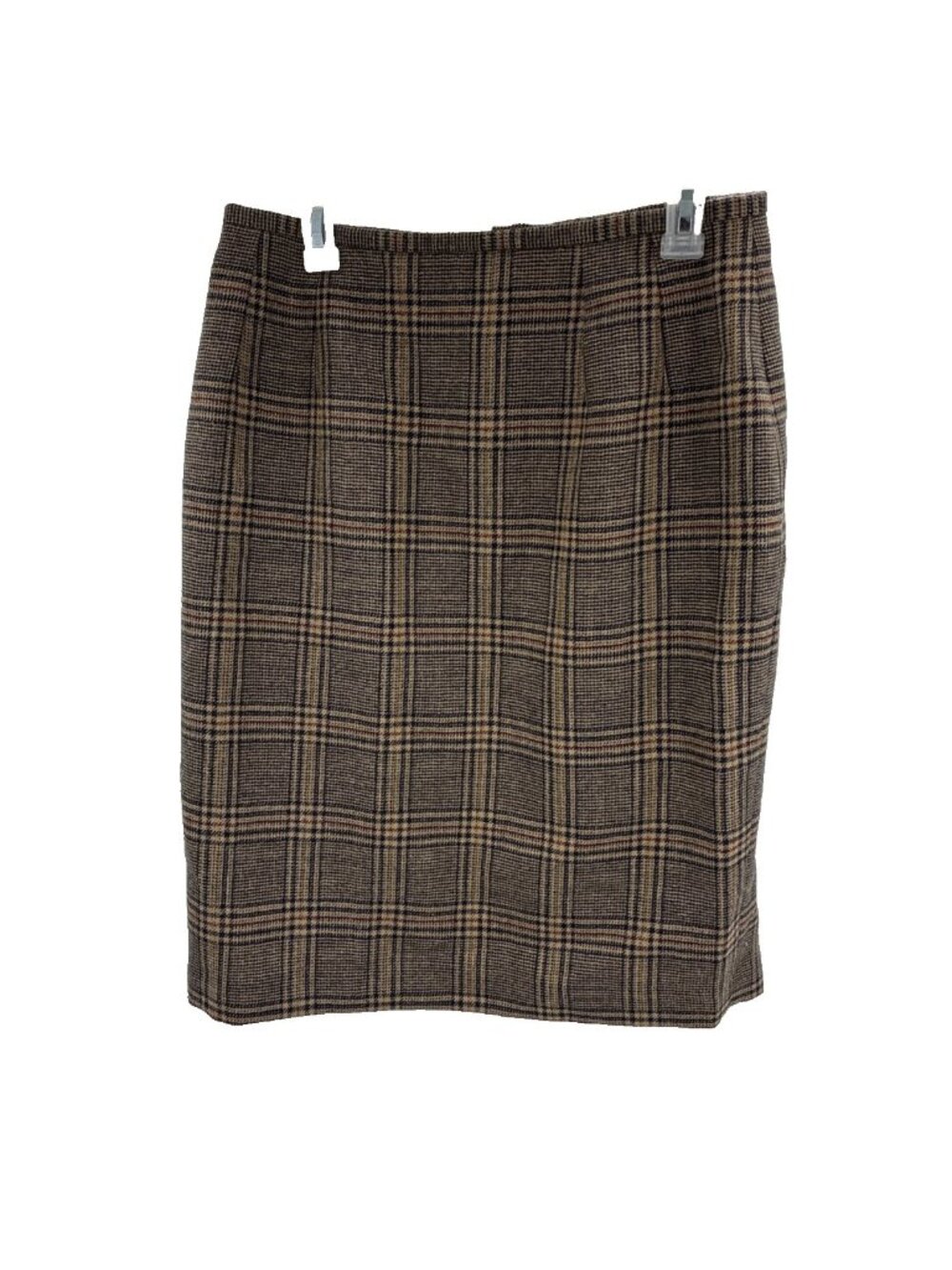 Harve Benard Womens Plaid Pencil Skirt Wool Brown Career Classic Size 12 Vintage